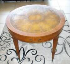Antique WEIMAN Tables Quality Wooden/Leather Drum Table 1 Drawer & Brass  Accent