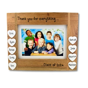 Teacher Gift Photo Frame Thank you | Personalised Solid Oak Wood Photo Frame - Picture 1 of 9