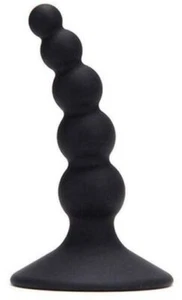 Plug anale a sfere con ventosa dilatatore butt in silicone mini dildo fallo nero - Foto 1 di 2