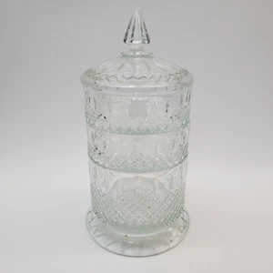 Vintage Indiana Glass Diamond Point Princess Cut 3-Tier Stacking Candy Dish - Picture 1 of 14