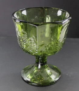 Vintage Indiana Glass Green Harvest Grape Footed Compote Bowl Dish - Picture 1 of 4