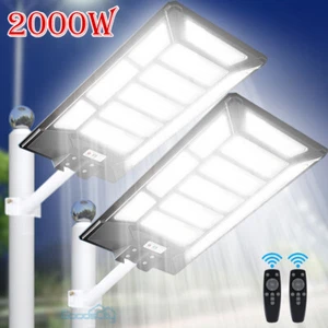 REAL 2000W Commercial Road Lamp, 9999990000LM Solar Street Light Dusk-to-Dawn - Picture 1 of 94
