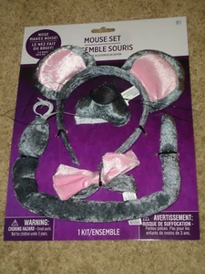 Costume Accessory, Mouse Set ( Tail, Ears, Bow Tie, and Nose), NIP - Picture 1 of 3
