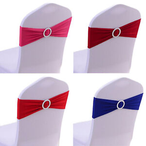 10/25/50/100x Spandex Stretch Chair Sashes Ribbon Band Bow Wedding Party Banquet