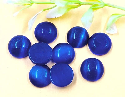 Una pieza 10 piezas hermosa forma redonda rara azul ojo de gato piedra preciosa suelta kk Foto 1 de 4