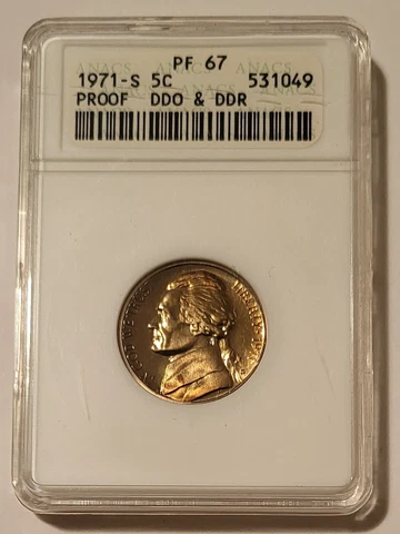 1971 S Jefferson Nickel DDO & DDR Proof PF67 ANACS Cover