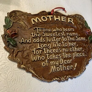 Vintage Mutter Gedicht Wandrelief Holzimitat hängend Muttertag Gedicht - Bild 1 von 3