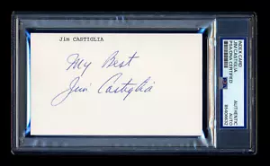 JIM CASTIGLIA SIGNED MINT INDEX CARD PSA/DNA 1947 BALTIMORE COLTS 1ST TOUCHDOWN - Picture 1 of 2