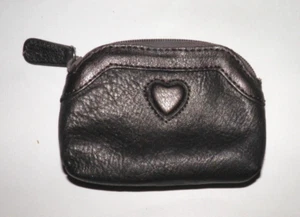 Brighton Bronze Leather Heart Coin Purse Wallet Zippered Pouch 4" x 3" - Picture 1 of 4