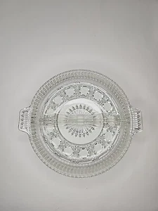 Vintage Round Divided Relish Tray Federal Glass Windsor Button and Cane - Picture 1 of 6