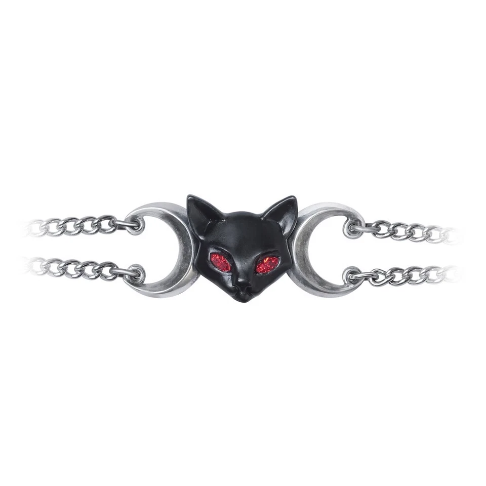 Alchemy Gothic Egyptian Cat Moons Wor Bastet Bracelet Crystal Eyes A135