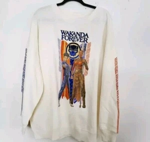 NEW Marvel Wakanda Forever Black Panther Sweatshirt Size XXL 2X Cream NWT Top - Picture 1 of 6