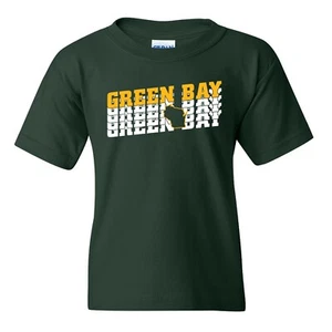 Green Bay Retro Repeat - Sport Football Youth T Shirt - Forest - Picture 1 of 7
