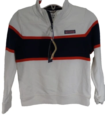 Nuevo con etiquetas Suéter Pullover Vineyard Vines Niños Niños Rayas Blancas 1/4 Cremallera Talla 7 Foto 1 de 4