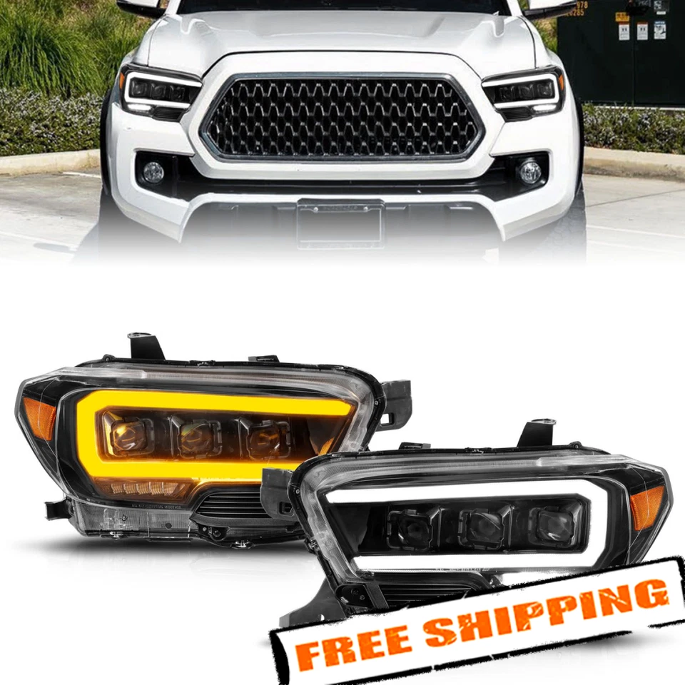 Anzo Black Sequential U-Bar Projector LED Headlights for 2016-2020 Toyota Tacoma Foto 1 de 4