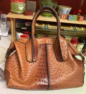 Crocodile Print Faux Leather Large Tote/Handbag  17x18” w/ Long Strap clean - Picture 1 of 8