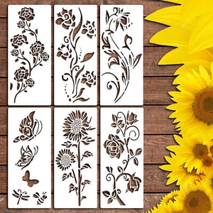 Rose Flower Stencils for Garden Fence 14” Large Rose Stencil for Wall Flowers on - Picture 1 of 12