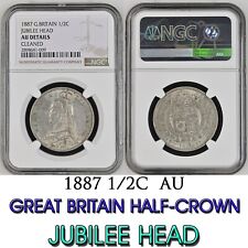 1887 Great Britain SILVER 1/2 HALF CROWN NGC AU Details VICTORIA JUBILEE HEAD
