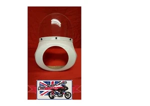 CAFE RACER MANX FAIRING IN WHITE WITH CLEAR SCREEN - Picture 1 of 3