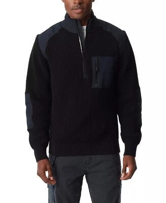 Men’Quarter-Zip Long Sleeve Pullover Patch Sweater 2XL - Image 1 of 4