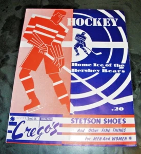 VINTAGE 1952-53 BUFFALO BISONS VS HERSHEY BEARS HOCKEY PROGRAM W/ JACQUES PLANTE - Picture 1 of 14