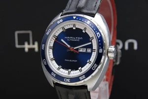 2 Band 【N MINT+++ w/Box】 HAMILTON Pan Euro H354050 Blue Dial 43mm AT Men's... - Picture 1 of 18