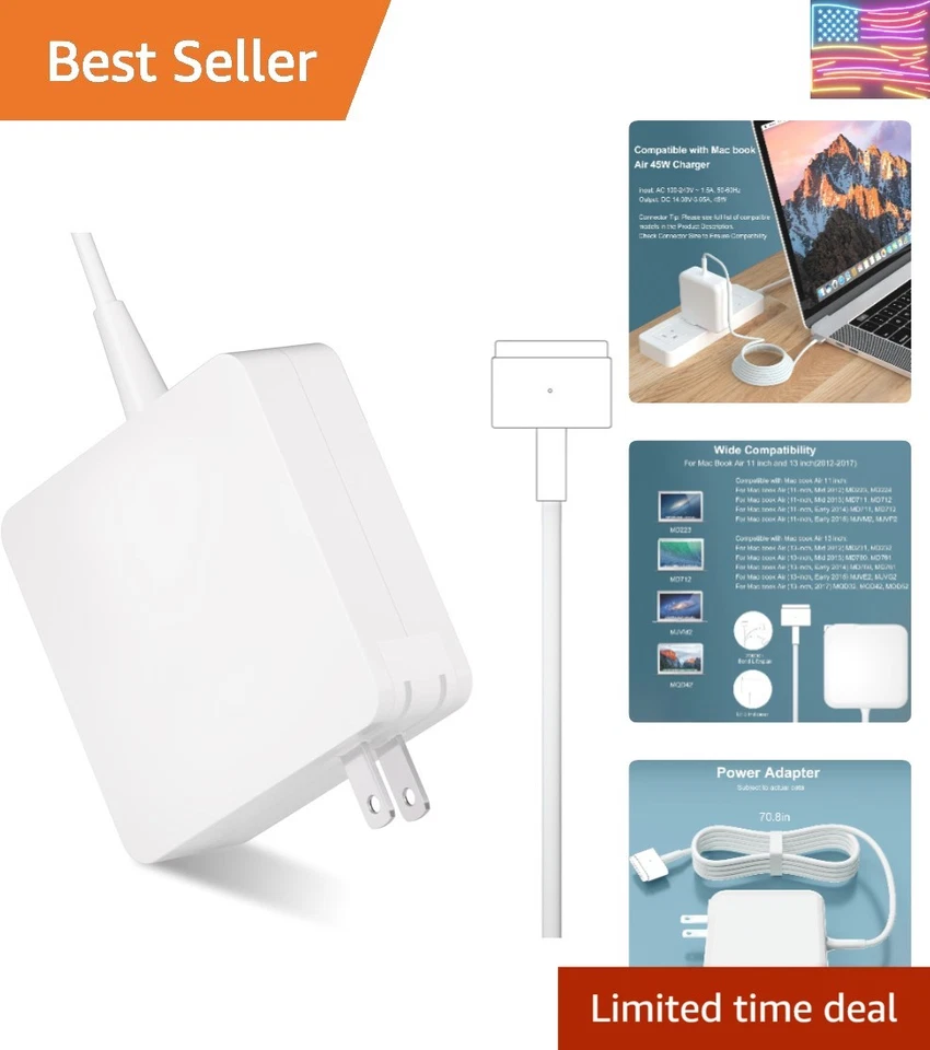 Reliable Replacement for MacBook Air 45W Charger - Fast Charging & Safe Design - Image 1 of 4