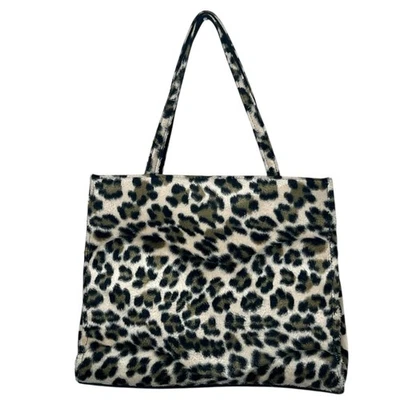 Leopard Animal Print Soft Purse Handbag Faux Fur Fabric Snap Closure Chic Y2K - Image 1 of 4