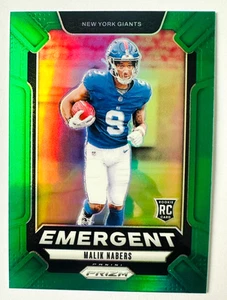 2024 Panini Prizm Malik Nabers GREEN Prizm RC #6 Emergent NY Giants Rookie! - Picture 1 of 3
