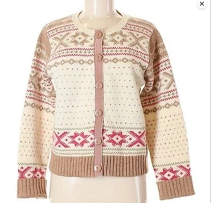 Sundance Fair Isle Cardigan Sweater 100% Lambswool Size XL - Picture 1 of 6