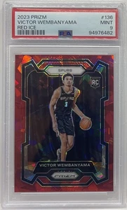 2023-24 Panini Prizm Victor Wembanyama #136 Red Cracked Ice RC Rookie PSA 9 MINT - Bild 1 von 2