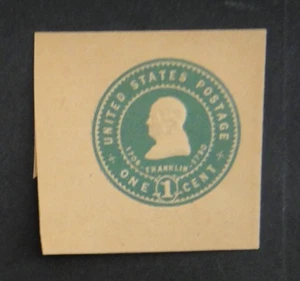 US Stamped Envelope U383 1c 1903 Cut Square Green on Manila Full Corner - Picture 1 of 2