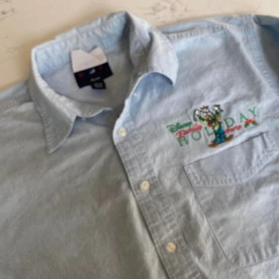 Camisa De Colección Disney Family Holiday Party 2002 Abotonada Goofy Bordada L Foto 1 de 4