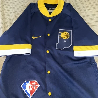 Chaqueta de calentamiento Nike Indiana Pacers NBA 75 manga corta parches medianos grandes (A29) Foto 1 de 4