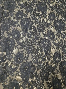 Black Floral Lace Fabric – 1.4m x 136cm, Elegant Dressmaking Material - Picture 1 of 4