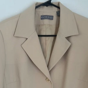 Kate Hill Blazer Business Career Button Front Neutral Tan Beige Size 14 - Picture 1 of 7