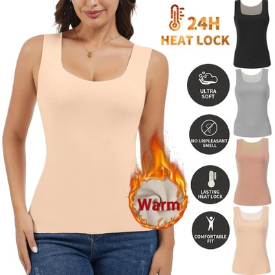 Mujeres Ropa Interior Térmica Camisetas sin Mangas Forradas de Vellón Invierno Cálido Suave Capa Base Chaleco Foto 1 de 4