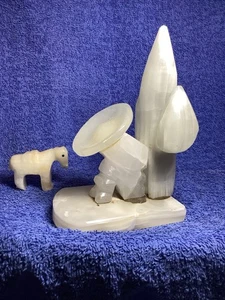Vintage Onyx Bookend From Mexico Carved Figure Of Sleeping Man “Siesta “ - Picture 1 of 12