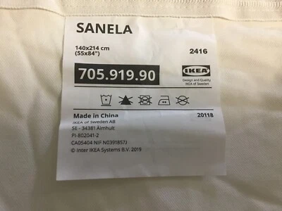 Cortina IKEA Sanela 1 panel 55 in X 84 en terciopelo blanco tacto China Foto 1 de 4