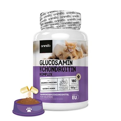 ANIMIGO Glucosamin Chondroitin 180Kapseln - Hund Katze Welpen Kätzchen - gesunde Knochen