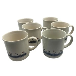 6 Vintage Coloroll Staffordshire Biltons Kaffeetassen Tee blau weiß rot 80er - Bild 1 von 3