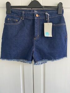Boden Ladies Denim Jean Shorts Size 6 The Salcombe Frayed  Blue Summer Holiday