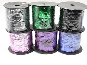 100 Yards 6mm Flat Sequin Sew On Trim Strip Trim Lace Craft Costume Sewing - Picture 1 of 15