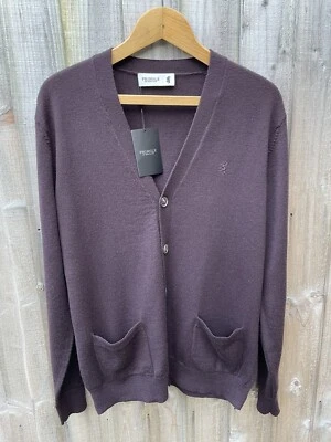 Pringle Of Scotland Button Wool Cardigan Burgundy Size Small Brand New With Tags - Image 1 of 4