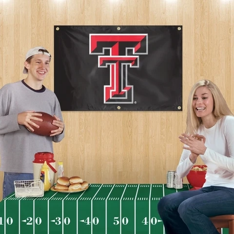 TEXAS TECH RED RAIDERS FLAG & Tablecloth Tailgate Party Kit DORM Banner Cover