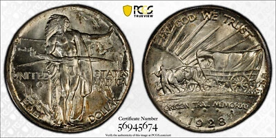 1928-P Oregon Silver Half Dollar Commemorative 50C PCGS MINT STATE 66 MS 66 - Image 1 of 4