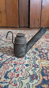 Rare Antique Early Primitive Metal Large Miners Oil Lamp Dunlap Pittsburgh 5" - Picture 1 of 9