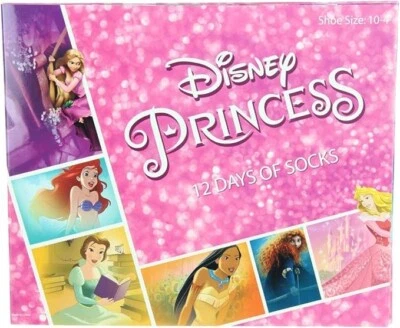 Girls Disney Princess Advent 12 Days Of Socks Youth Shoe Size 10-4 Size Large - Image 1 of 4