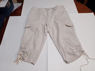 Capris de tiro medio de algodón cargo pierna corbata marfil Cato para mujer talla 12 Foto 1 de 4