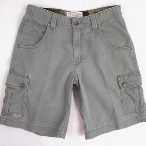 Y2K Levi Strauss Boy Cargo Shorts Size 8 Husky W 28 Ins 9.5" Green 100% Cotton - Picture 1 of 13